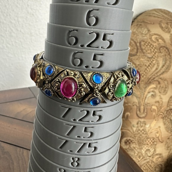 VTG Byzantine Etruscan Mogul Cabs Bracelet 7 Inch w Earrings Multicolor Ornate - Picture 12 of 13